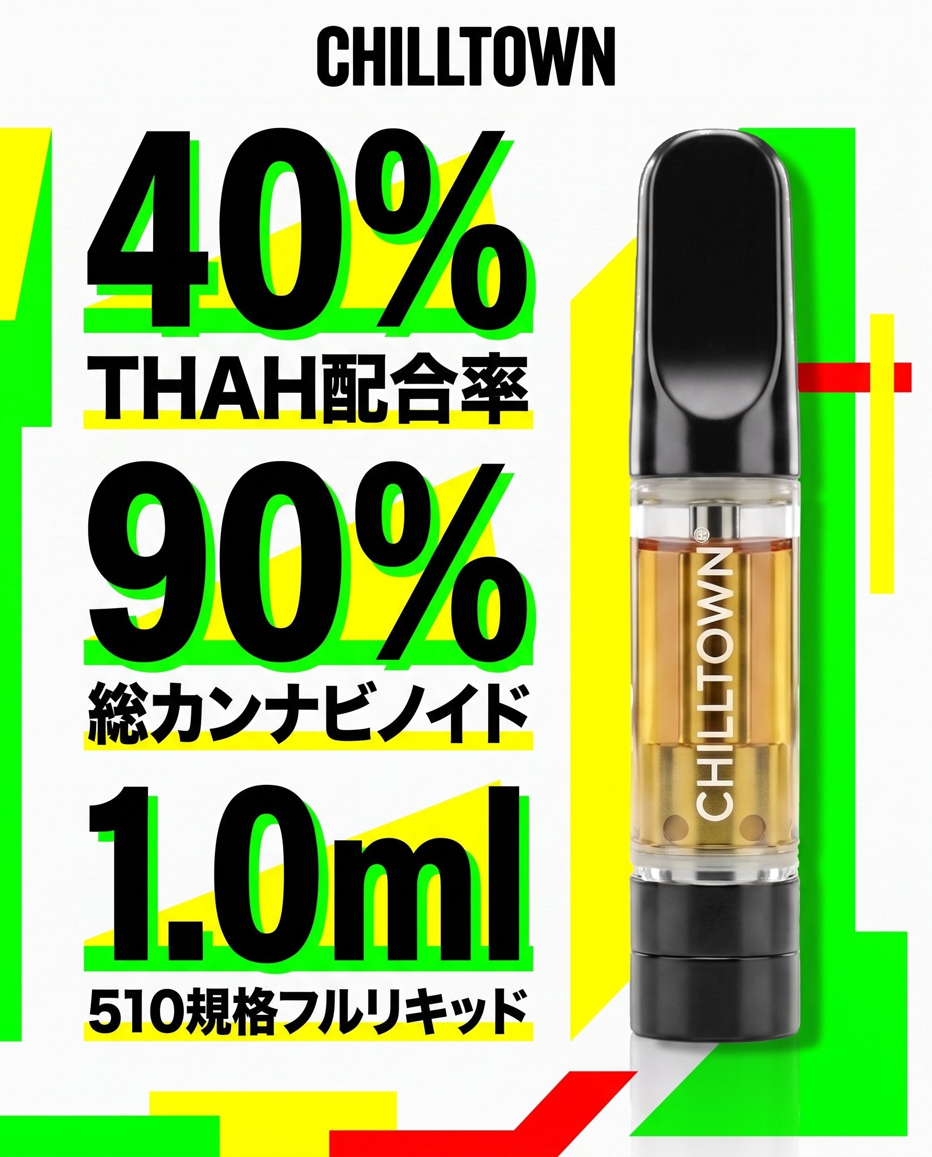 THAH配合率40% 総カンナビノイド90% 510規格フルリキッド1.0ml